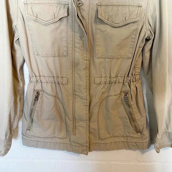 Gap Womens Cotton Collared Long Sleeve Full Zip Utility Jacket Coat Tan Small - Picture 3 of 10
